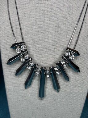 Paparazzi Statement Necklace Gun Metal Rhinestones Spike Necklace New with tags